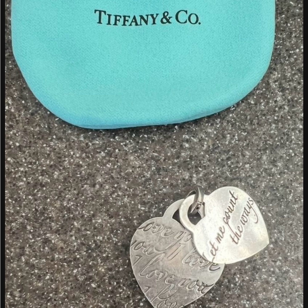 Tiffany & Co. Silver Heart Charm with Blue Pouch